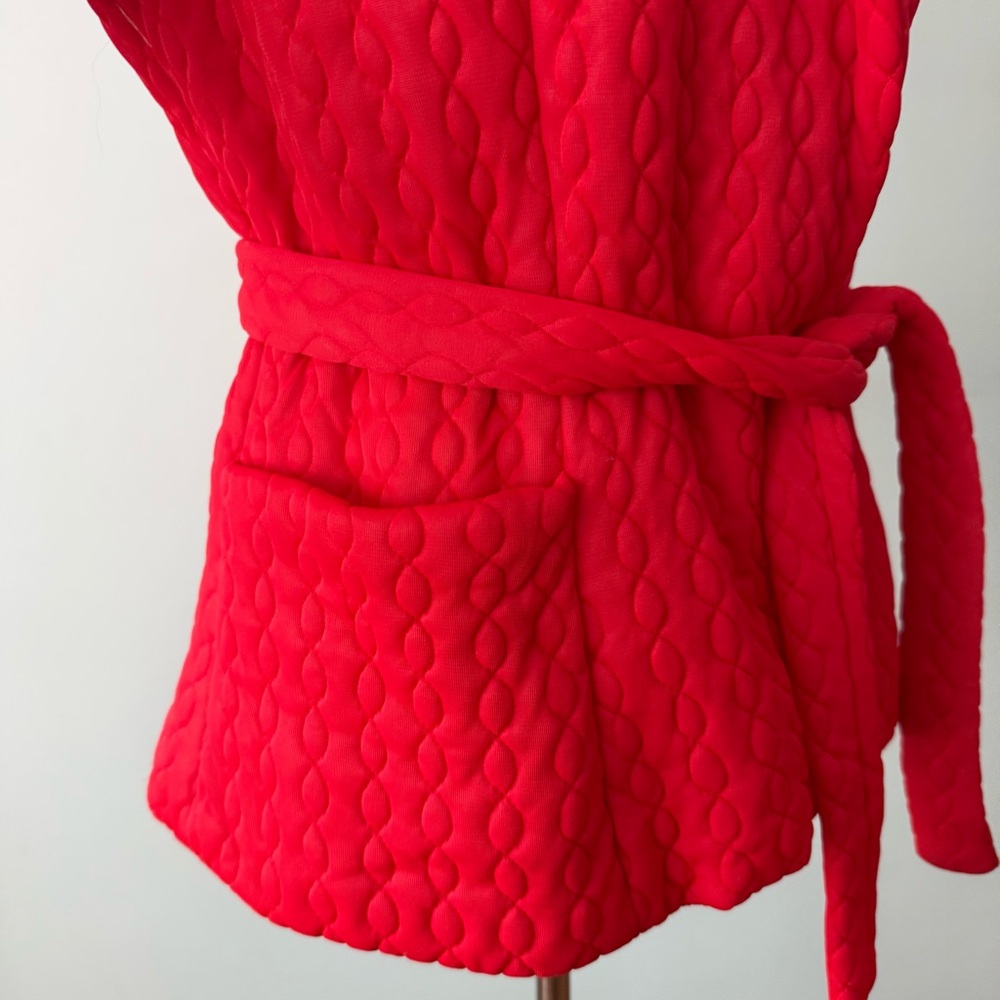 Vintage Rhapsody by Glazier Quilted Bed Jacket w/ Belt 💋✨ - Picture 6 of 14